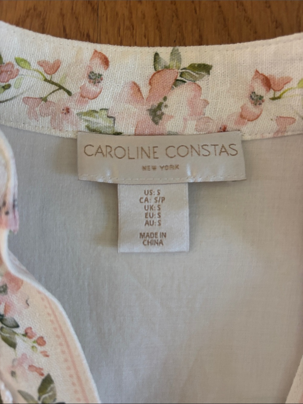 NWOT Caroline Constas S Linen
Floral Dress Button-up Lace
Crochet Trim Bell - Picture 5 of 6